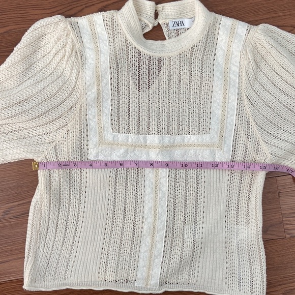 Zara Romantic Knit Top Blouse Lace Trim Bloggers' Favorite - Picture 13 of 14